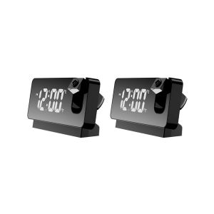 R&eacute;veil &agrave; projection LED (lot de 2) avec affichage au plafond et capteur de temp&eacute;rature - Neuf