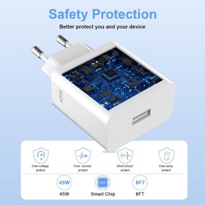 45w Super Vooc Chargeur Rapide Avec 6a C&acirc;ble Usb C 1.8m Pour Oppo Find X5 X3/2 Neo/Reno13fs,Chargeur Rapide Vooc Charge Avec C&acirc;ble Usb Type-C Pour Oneplus 10 9 Pro Nord Ce 3 2 Lite,Realme C75/C63/C65 - Neuf