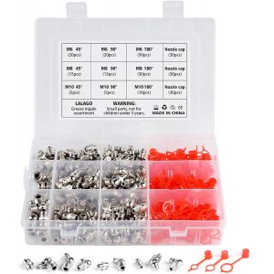 MEVRONISSHOP-260 Pi&egrave;ces Graisseur a Visser, Assortiment Graisseur M6 M8 M10, Droit Graisse Raccord 45&deg; 90&deg; 180&deg;, Raccords de Graisse, Embout de Graissage Fixations, Graisseur Hydraulique avec Bo&icirc;te - Neuf