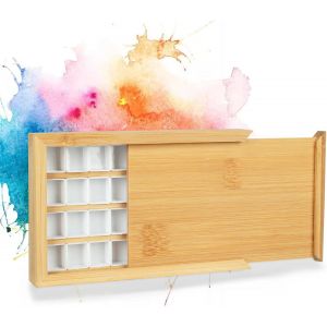 KALANKA-Palette de Peinture Aquarelle en Bois avec Couvercle Extractible Palette de Peinture Acrylique avec 36 Grilles pour Peintre de L'arm&eacute;e Peintres Aquarelles Artistes D&eacute;butants Palette de - Neuf