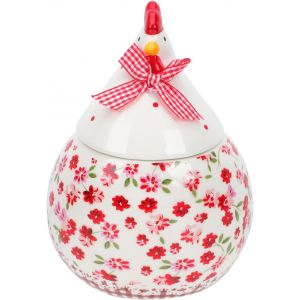 Ulteronixshop-Pot de Rangement Poule en C&eacute;ramique Rouge Bo&icirc;te &agrave; Biscuits et Bonbonni&egrave;re de P&acirc;ques avec Motif Floral Relief D&eacute;coration Cuisine Style Campagne pour ?ufs, Bonbons et Bijoux - Neuf