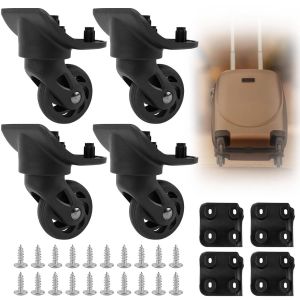 Roue de Roulette Diamètre 45mm Roues Roulettes Pivotantes de Rechange En Pvc pour Valise Souple Universelle de Remplacement Pivotante à Bagages Démontable 2 Paires - Neuf
