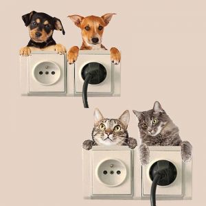 Autocollant chat 3D, autocollant mural chat, autocollants muraux chat mignon, autocollants pour fenêtre de voiture - Neuf