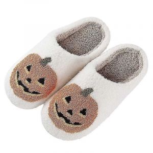 Nouvelle Arrivée Ghost Face Pantoufles Halloween Pantoufles Citrouille Pantoufles Hommes Plat Doux En Peluche Confortable Intérieur Fuzzy Femmes Maison Chaussures - Neuf