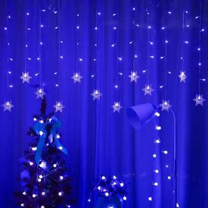 (bleu)LED Flocon de neige Bande de glace Lumière Décoration de Noël Lumière Snowfl - Neuf