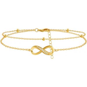 Kalsw-Bracelets À Maillons C?ur Infini En Or Pour Femmes Et Filles,Bracelets À Réglables À Breloques Plaquées Or 18 Carats,Cadeaux Pour Maman,Amies,Petite Amie - Neuf