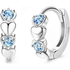 Kgabery-Boucles D'oreilles Créoles En Argent Sterling Avec Double C?ur D'amour Sleeper Cartilage Boucles D'oreilles Mignonnes Minuscules Cz Huggie Hoops Hypoallergéniques Pour Femmes Filles - Neuf