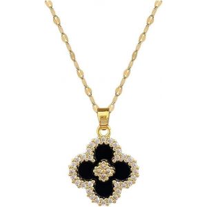 Kal-Collier Pendentif Trèfle À Quatre Feuilles Pour Femme Zircon Collier Hypoallergénique Bijoux Cadeau De Noël Anniversaire Saint Valentin - Neuf