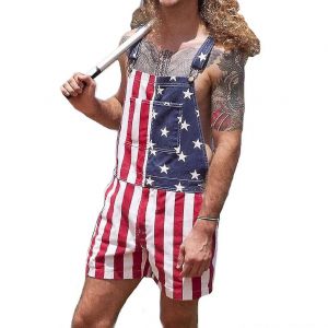 Couple Combinaison En Denim Salopette Drapeau Américain Cuissard À Bavette Pour Hommes Et Femmes - Yu - Neuf