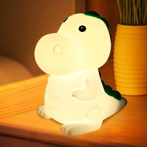 Veilleuse Enfant, Dinosaure Veilleuse Bebe, Lampe De Chevet En Silicone Avec Mode Lumi&egrave;re Chaude Et 7 Mode Color&eacute;, Veilleuse Enfant Pour D&eacute;coration Chambre Enfant Cadeau D'anniversaire - Neuf