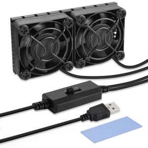KALANKA-Ventilateur USB 40mm Double Rangée 2 en 1 USB PC Fan Avec Trois Vitesse Réglable Mini Ventilateur avec grille métallique noire pour PC TV Box AV Cabinet PS4 Ordinateur Portable Routeur - Neuf