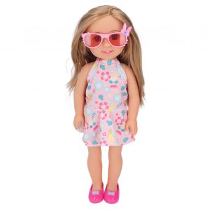 Poupee Fille Tendance 15 Pouces En Vinyle Realiste Avec Robe Et Lunettes, Cadeau D'anniversaire Pour Enfants - Neuf