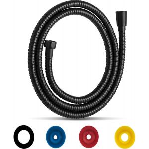 Flexible de Douche Universel 2M/79INFlexible de Douche Noir Tuyau de Douche en Acier Inoxydable,Raccord Fileté Universel G1/2"" Flexible Douchette avec 4 Limiteur de Débit d'eau.[V63] - Neuf