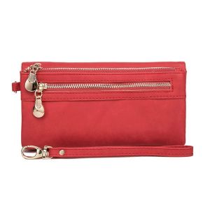Les Femmes V&eacute;g&eacute;talien Porte-Monnaie En Cuir De Longue Bifold Embrayage De Portefeuille Pour Femme Avec Fermeture &Agrave; Glissi&egrave;re Poche De Pi&egrave;ce De Monnaie Sac &Agrave; Main Rouge - Neuf