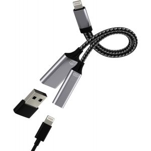 LORANKA-Adaptateur Lightning vers USB 2 en 1 OTG 3.0 C&acirc;ble adaptateur pour iPhone 14 13 12 11 Pro Max pour iPad Chargeur Jack pour Apple Donn&eacute;es Photo Num&eacute;rique Appareil Photo Lighting M&acirc;le vers USB- - Neuf