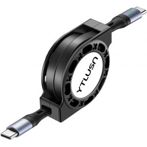 C&acirc;ble r&eacute;tractable USB C vers USB C 100 W 1,2 m LED USB C 5 A C&acirc;ble de charge rapide de type C vers type C C&acirc;ble USB C pour iPhone 16/15/Pro/Plus/Pro Max iPad MacBook Galaxy - Neuf