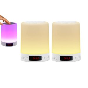 Lot De 2 R&eacute;veils Tactiles Led Avec Bluetooth, Lumi&egrave;re &Agrave; Intensit&eacute; Variable, Changement De Couleur, Rechargeables Et Aliment&eacute;s Par Usb - Neuf