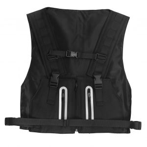 Gilet de securite reflechissant d'exterieur multifonction en polyester, reglable, noir - Neuf