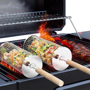 Ensemble 2 pi&egrave;ces Paniers Barbecue Inox avec Poign&eacute;e Amovible &ndash; Cuisson L&eacute;gumes, Viande, Crevettes, Id&eacute;e Cadeau Homme BBQ - Neuf