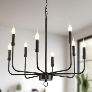 Lustres Plafonnier R&eacute;tro &Icirc;lot De Cuisine Suspendu Luminaire Suspendu 71 Cm Noir 8 Lumi&egrave;res - Neuf