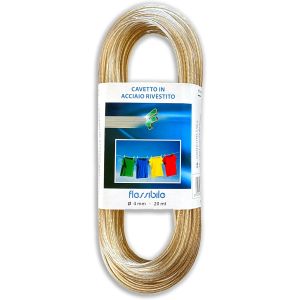 MEVRONISSHOP-Corde &agrave; Linge de 4 mm en Acier - 20 M&egrave;tres - Corde Fabriqu&eacute; en Italie - Fil C&acirc;ble S&eacute;choir &agrave; Linge Plastifi&eacute; pour ext&eacute;rieur pour &eacute;tendre Le Linge Les V&ecirc;tements - Couleur Transparent - Neuf
