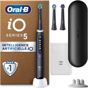 Kyaoayo-Io 5 À Dents Électrique, Un Capteur De Pression Pour Protéger Les Gencives Et Les Dents Sensibles, Avec 3 Ttes Douces De Rechange, 1 Chargeur Blanc, 5 Modes De Nettoyage, Noire - Neuf