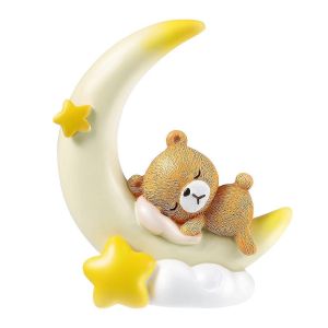 Ours Et Lune Figurine Statue Bébé Lune Gâteau Topper Gâteau D'anniversaire Tableau De bord De Voiture - Neuf