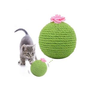 Balle Griffoir Interactive Miserwe En Forme De Cactus Pour Chats ¿ Jouet Stimulant Pour Chats Et Chatons, Sisal Naturel, Anti-Stress Et Soin Des Ongles - Neuf