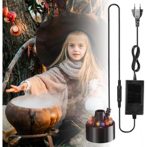 MEVRONISSHOP-Brumisateur de Fontaine,RGB Humidificateur D'atomiseur D'étang, Atomiseur à Ultrasons avec Lumière LED, pour Halloween Pumpkin et Pot de Sorcière, Fêtes - Neuf