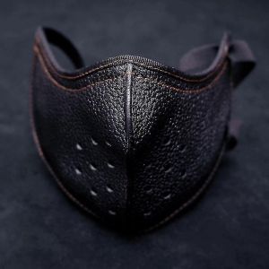 Masque En Cuir Punk Pour Motard, Demi-Masque Anti-Poussi&egrave;re, Noir - Neuf