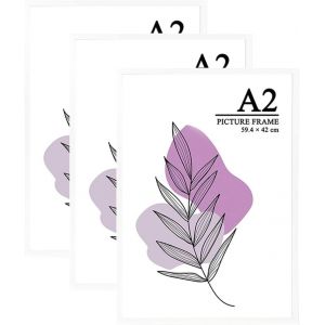 Cadre photo 30 x 40 cm ch&ecirc;ne solide en bois MDF avec passe-partout 21 x 30 cm (A4) Verre acrylique incassable &agrave; suspendre pour photos, images et posters - Neuf