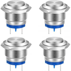 16mm Tête Haute SPST Momentané Bouton Poussoir Étanche,Auto-réinitialisation En Acier Inoxydable Bouton Poussoir Métallique,Bornes à Souder DC 6V/12V/36V/48V,AC 110V/230V 3A 1NO - Neuf