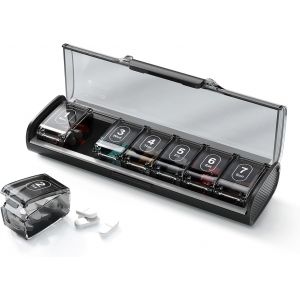 Pilulier Semainier Hebdomadaire,Pillulier 7 Jours,Étui À Médicaments Et À Vitamines Pour Pochette De Sac À Main (Noir) - Neuf