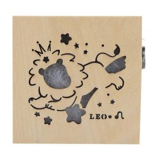 Bo&icirc;te &agrave; musique en bois Bo&icirc;te &agrave; musique &agrave; motif creux avec lumi&egrave;re color&eacute;e Cadeau d'anniversaire Artisanat en bois - Neuf