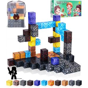 ERYI-96 Pièces Blocs De Construction Magnetique Enfant,Jeux De Construction Magnétiques,Sensoriels Cadeaux Pour Garçons Filles Âge 3 4 5 6 7,Cadeau Anniversaire Enfants Montessori Dès 8 Ans - Neuf
