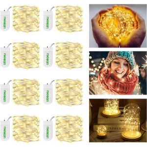 Mini Guirlande Lumineuse Blanc Chaud Guirlande Led À Pile 1.2m 24 Led [Lot De 8] Fairy Lights Interieur Pour Décoration Sapin De Maison,Mariage,Fête,Table De Dîner,Bouteille,Noël,Jardin - Neuf