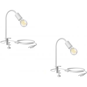 2 Pièces Lampe À Pince Lele Avec Col De Cygne, E27 Lampe Led 1005lm, Smart Home, Blanc Chaud - Froid[Amp748312] - Neuf