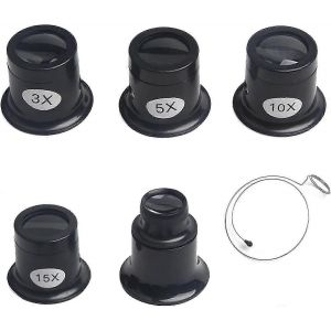 Lot De 5 Horloger Loupe Horloger 5 Pièces 3x,5x,10x,15x Et 20x Bijoutier Oeil Loupe Oeil Réparation Horloger Loupe Outil Bijoutier - Neuf
