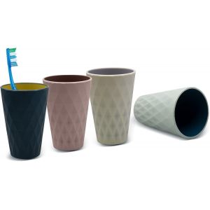 Gobelet Brosse à Dent Gobelet pour Bain de Bouche 450ML Plastique Gobelets à Dents Convient pour La Salle De Bain La Maison Porte-Brosse à Dents.(blanc, rose, bleu clair, bleu foncé) - Neuf