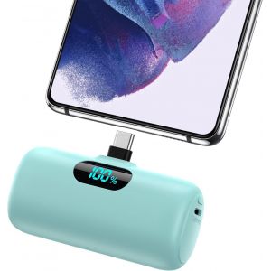 Batterie Externe Usb C 5000mah, 15w 3.0a Charge Rapide Chargeur Portable Mini Power Bank Avec Écran Lcd Compatible Avec Samsung S23,S22/Note/Huawei/Moto/Lg/Pixel/Nexus,Usb C Phones Etc - Vert - Neuf