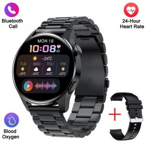 Montre De Sport Intelligente &Eacute;tanche Pour Homme, Bande D'Acier, Appel Bluetooth, Fitness, Fr&eacute;quence Cardiaque, Xiaomi, Android, Ios.Steel Strip Black 1. - Neuf
