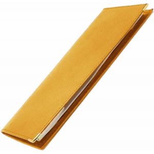 CAUC-- Pochette Porte ch&eacute;quier Long - Porte Carte cr&eacute;dit, Billet - Talon &agrave; Gauche - en Cuir (Cuir, Jaune) - Neuf