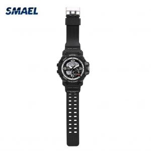 Smael R&eacute;tro&eacute;clairage Led Num&eacute;rique Lumineux Rond Analogique Et Num&eacute;rique Montre-Bracelet Bracelet Noir - Neuf