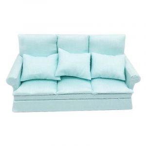 1 :12 Mini canap&eacute; de meubles avec 3 pi&egrave;ces d'oreiller ensemble simulation miniature salon bricolage d&eacute;cor de maison de poup&eacute;e - Neuf