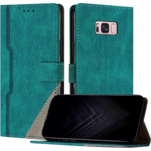Kal-Étui Pour Samsung Galaxy S8 Plus, Housse En Cuir Pu Avec [Protection Antichoc Tpu] [Fonction Support] [Porte-Cartes ] Antichoc Magnétique Coque Pour Galaxy S8 Plus - Vert - Neuf