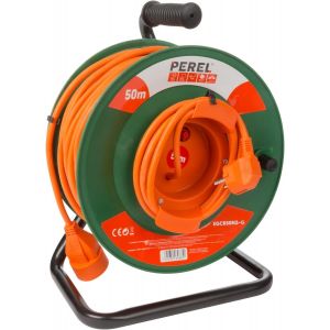 lbgwp60-Rallonge Électrique Sur Enrouleur, U Intérieur, Terre Allemande, Protection Thermique, 50 M, 3G1.5, Orange/Vert - Neuf