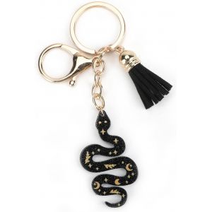 Kal-Porte-Cl&eacute;s Personnalis&eacute; En Acier Inoxydable, &Eacute;l&eacute;gant Pendentif Serpent Et Pompon Joyeux, Le Cadeau Pour Les Femmes, Les Bonnes Amies Et Les Mamans, Cadeau Pour Les Femmes, Cadeau Pour Soeur, Argen - Neuf