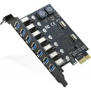 NUEK-Adaptateur De Carte D'Extension Pcie Usb 3.0 7 Ports Haute Vitesse 5 Gbit/S,Pci-E Express X1 Vers Usb 3.0 Carte (Pas Besoin D'Alimentation) - Neuf