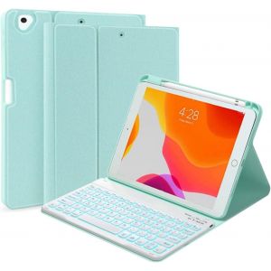 Clavier Coque Pour Ipad Pro 12.9"" (6&iquest; 2022/ 5&iquest; 2021/4&iquest; 2020/3&iquest; G&eacute;n 2018), Fran&ccedil;ais Azerty Clavier D&eacute;tachable Bluetooth R&eacute;tro&eacute;clair&eacute; Avec Fente Pour Stylo Pour Ipad Pro 12.9 Pouce, Vert Clair[Z1349] - Neuf