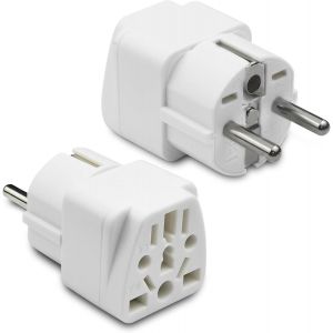 JGD-2 Pcs Adaptateur Prise Anglaise, World to Europe Plug Adapter, Adaptateur Prise Anglaise vers France, USA, Japan, Australia to Europe Universal Plug Adapter - Neuf